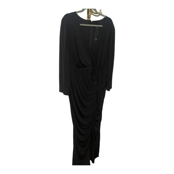 Torrid Studio Knit Hi-Low Maxi Dress Ruched Surplice Neck 3/4 Sleeve Black Sz 20 - Picture 5 of 15